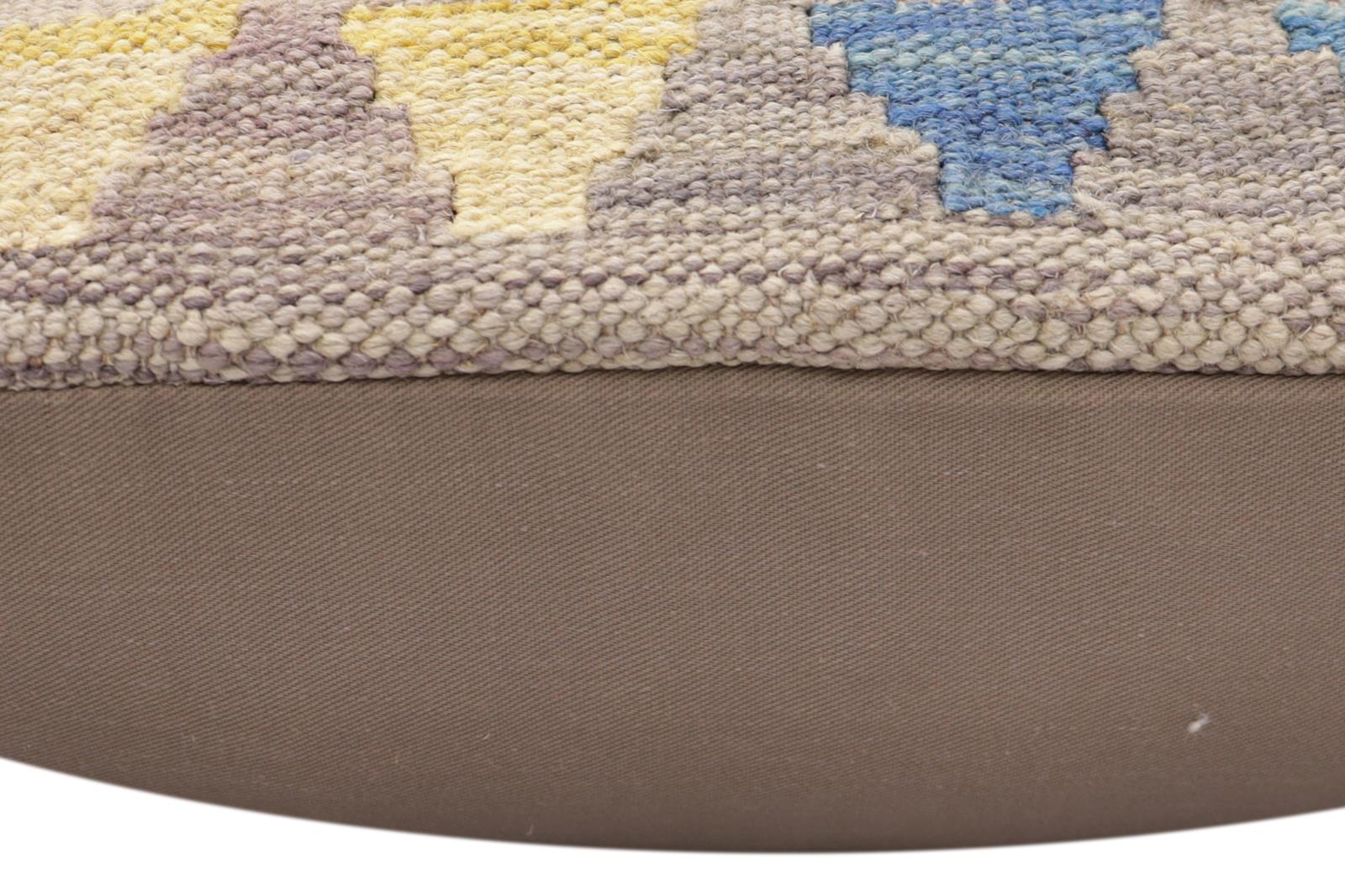 handmade Traditional Pillow Rust Blue Hand-Woven SQUARE 100% WOOL Hand woven turkish pillow2' x 2'