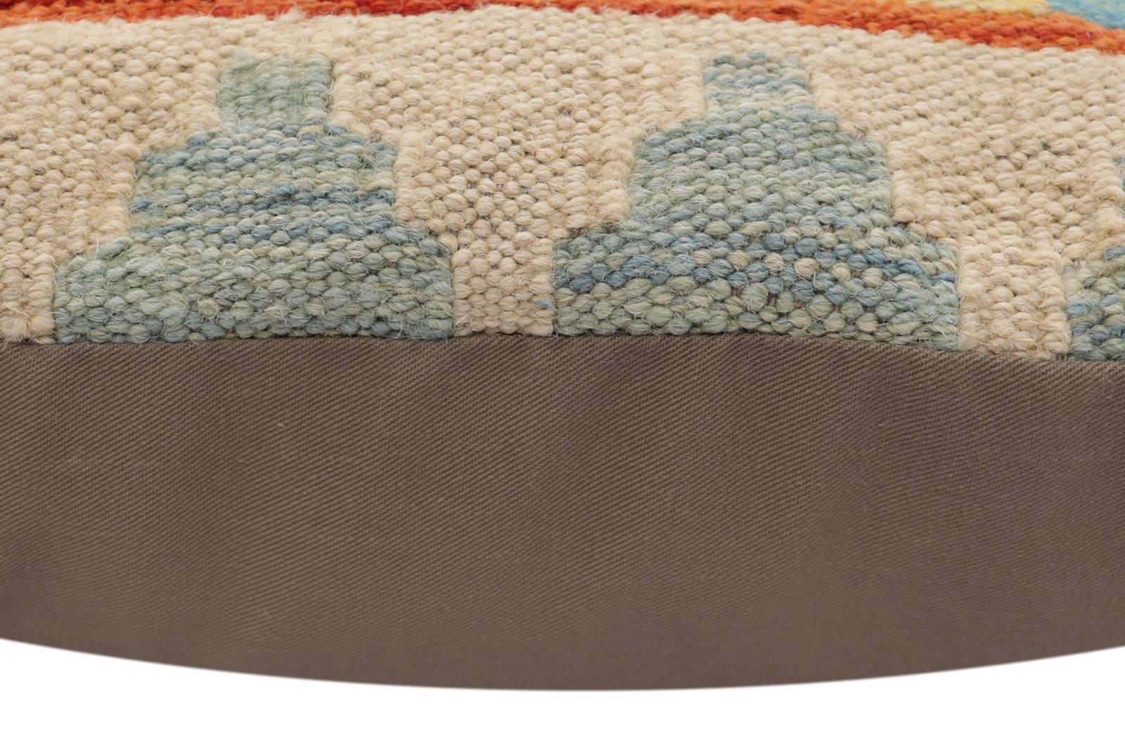 handmade Traditional Pillow Rust Blue Hand-Woven SQUARE 100% WOOL Hand woven turkish pillow2' x 2'