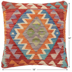 handmade Traditional Pillow Red Rust Hand-Woven SQUARE 100% WOOL Hand woven turkish pillow2' x 2'