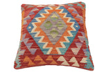 handmade Traditional Pillow Red Rust Hand-Woven SQUARE 100% WOOL Hand woven turkish pillow2' x 2'
