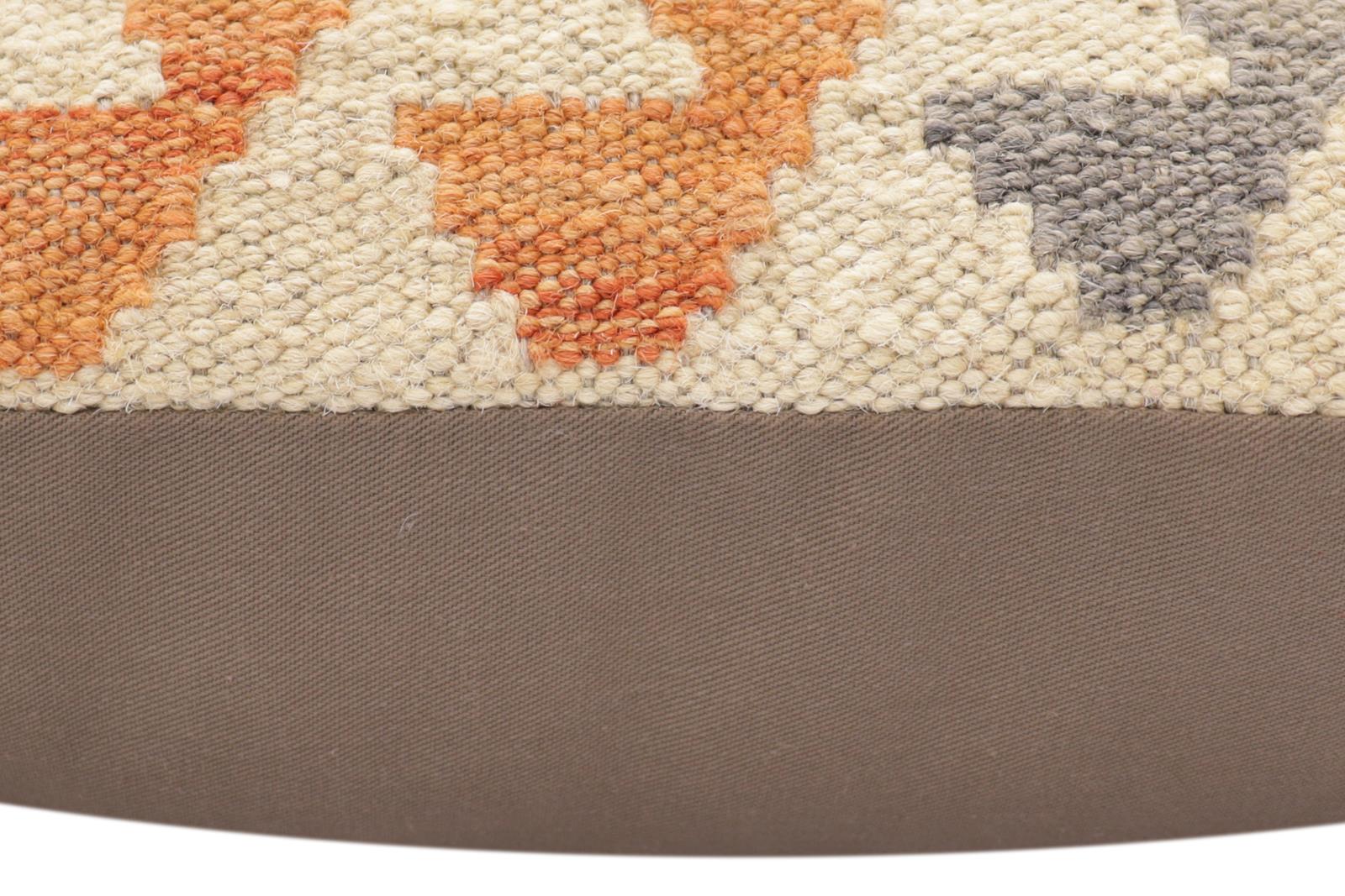 handmade Traditional Pillow Beige Rust Hand-Woven SQUARE 100% WOOL Hand woven turkish pillow2' x 2'