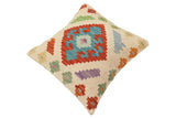 handmade Traditional Pillow Beige Rust Hand-Woven SQUARE 100% WOOL Hand woven turkish pillow2' x 2'