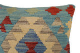 handmade Traditional Pillow Blue Red Hand-Woven SQUARE 100% WOOL Hand woven turkish pillow2' x 2'