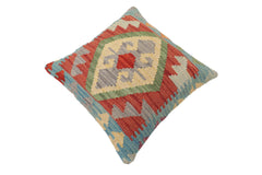 handmade Traditional Pillow Red Blue Hand-Woven SQUARE 100% WOOL Hand woven turkish pillow2' x 2'