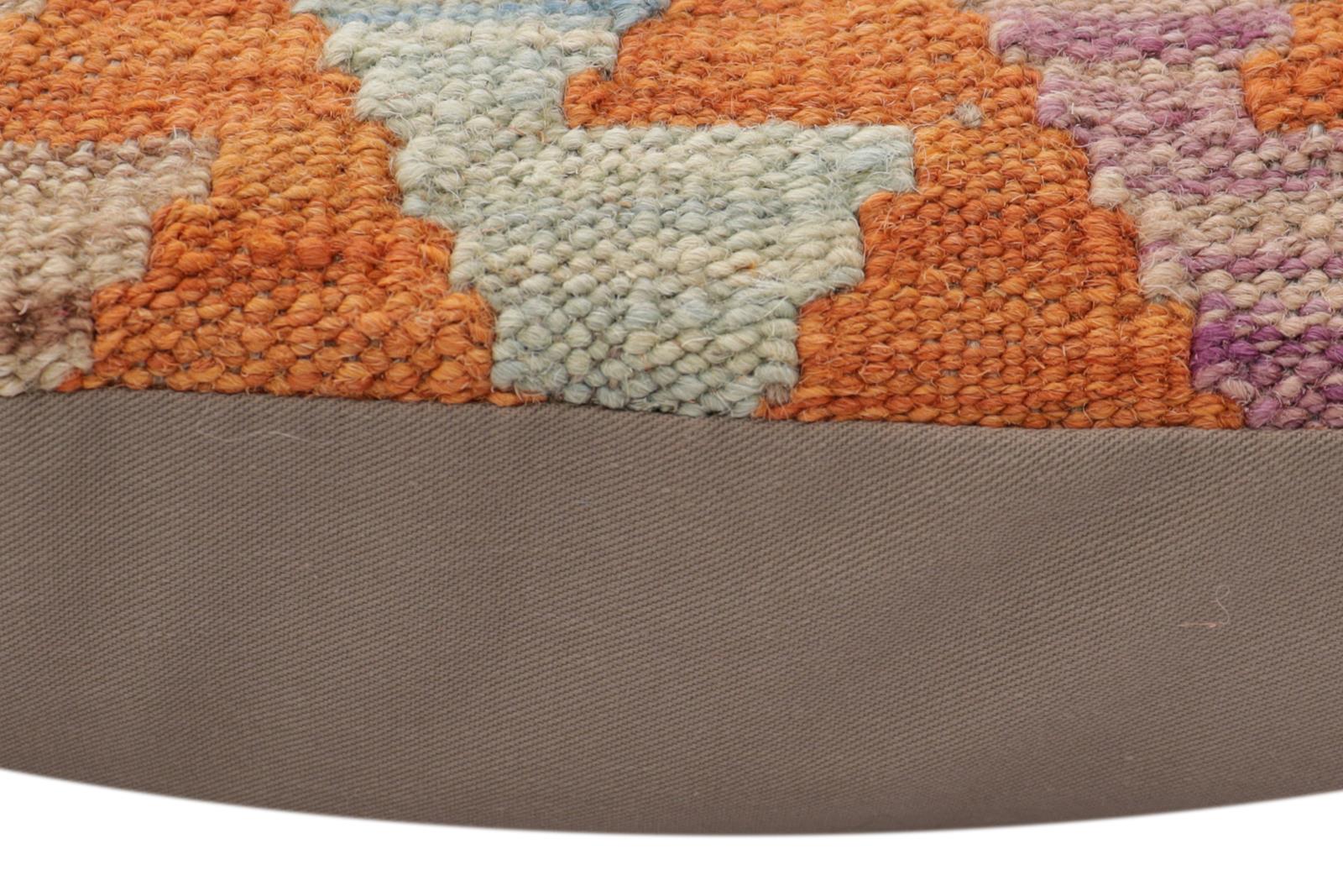 handmade Traditional Pillow Rust Blue Hand-Woven SQUARE 100% WOOL Hand woven turkish pillow2' x 2'