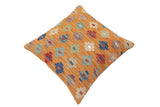 handmade Traditional Pillow Orange Red Hand-Woven SQUARE 100% WOOL Hand woven turkish pillow2' x 2'