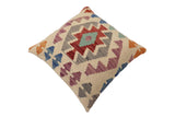 handmade Traditional Pillow Beige Red Hand-Woven SQUARE 100% WOOL Hand woven turkish pillow2' x 2'