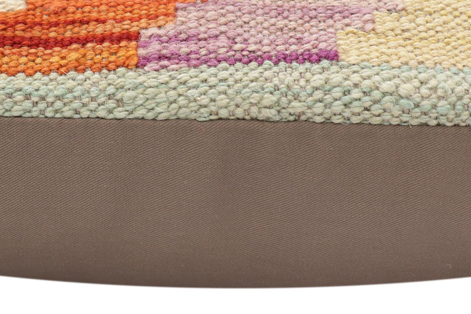 handmade Traditional Pillow Blue Rust Hand-Woven SQUARE 100% WOOL  Hand woven turkish pillow  2 x 2