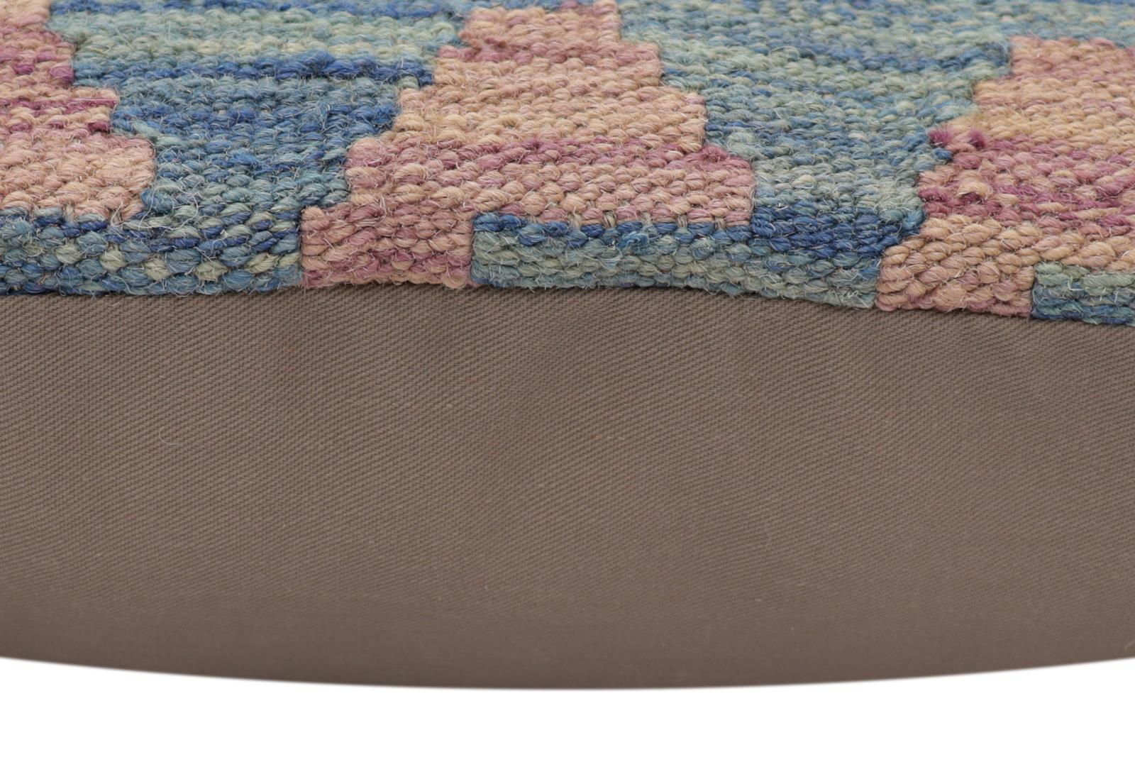 handmade Traditional Pillow Blue Gray Hand-Woven SQUARE 100% WOOL Hand woven turkish pillow2' x 2'