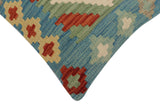 handmade Traditional Pillow Blue Rust Hand-Woven SQUARE 100% WOOL Hand woven turkish pillow2' x 2'