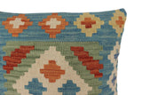 handmade Traditional Pillow Blue Rust Hand-Woven SQUARE 100% WOOL Hand woven turkish pillow2' x 2'