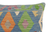 handmade Traditional Pillow Blue Rust Hand-Woven SQUARE 100% WOOL Hand woven turkish pillow2' x 2'