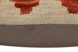 handmade Traditional Pillow Beige Blue Hand-Woven SQUARE 100% WOOL Hand woven turkish pillow2' x 2'