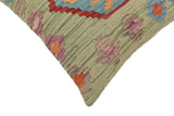 handmade Traditional Pillow Green Red Hand-Woven SQUARE 100% WOOL Hand woven turkish pillow2' x 2'