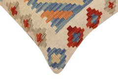handmade Traditional Pillow Blue Beige Hand-Woven SQUARE 100% WOOL Hand woven turkish pillow2' x 2'