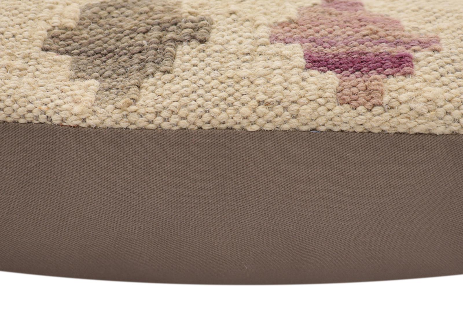 handmade Traditional Pillow Beige Rust Hand-Woven SQUARE 100% WOOL  Hand woven turkish pillow  2 x 2