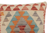 handmade Traditional Pillow Beige Red Hand-Woven SQUARE 100% WOOL Hand woven turkish pillow2' x 2'