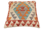handmade Traditional Pillow Beige Red Hand-Woven SQUARE 100% WOOL Hand woven turkish pillow2' x 2'