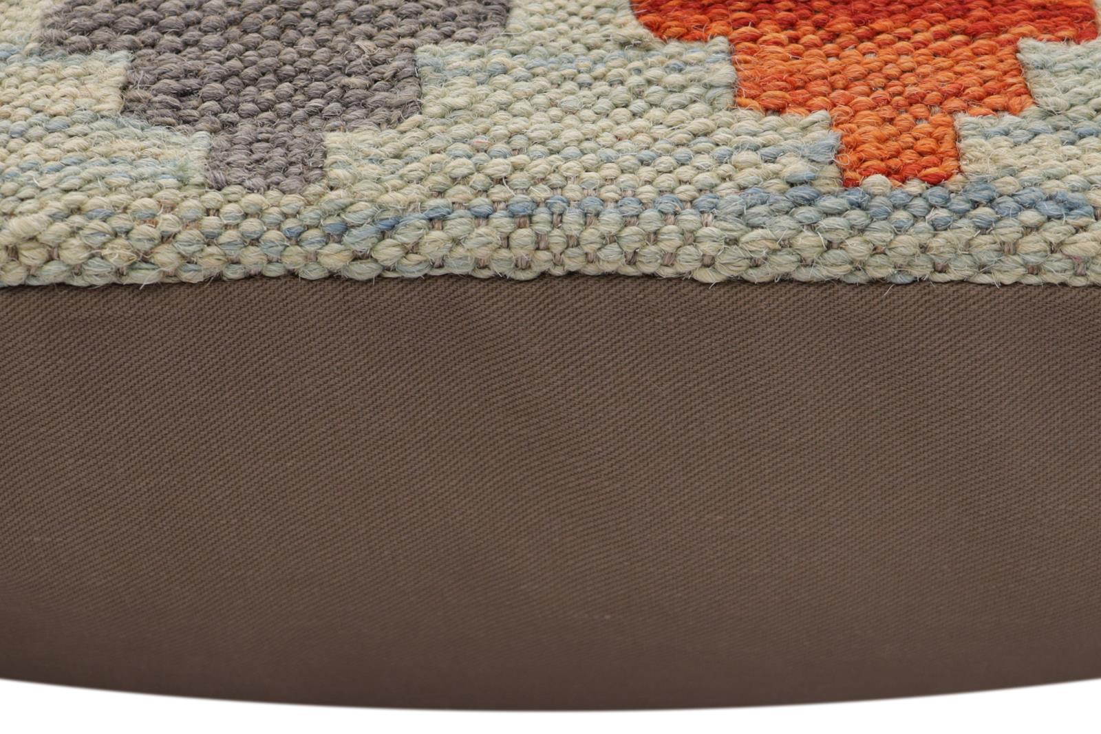 handmade Traditional Pillow Blue Rust Hand-Woven SQUARE 100% WOOL Hand woven turkish pillow2' x 2'