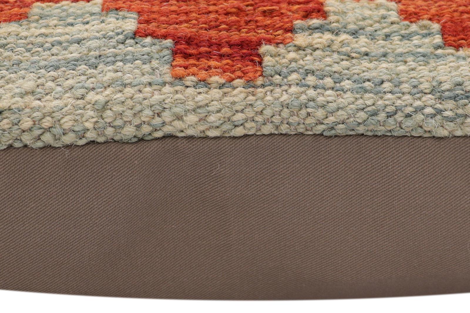 handmade Traditional Pillow Blue Rust Hand-Woven SQUARE 100% WOOL Hand woven turkish pillow2' x 2'