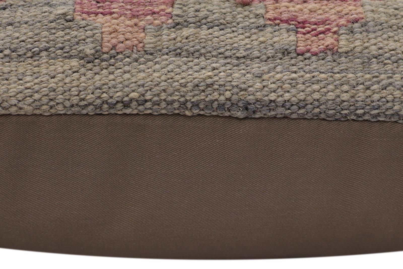 handmade Traditional Pillow Gray Blue Hand-Woven SQUARE 100% WOOL Hand woven turkish pillow2' x 2'