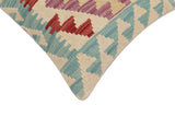 handmade Traditional Pillow Blue Red Hand-Woven SQUARE 100% WOOL Hand woven turkish pillow2' x 2'