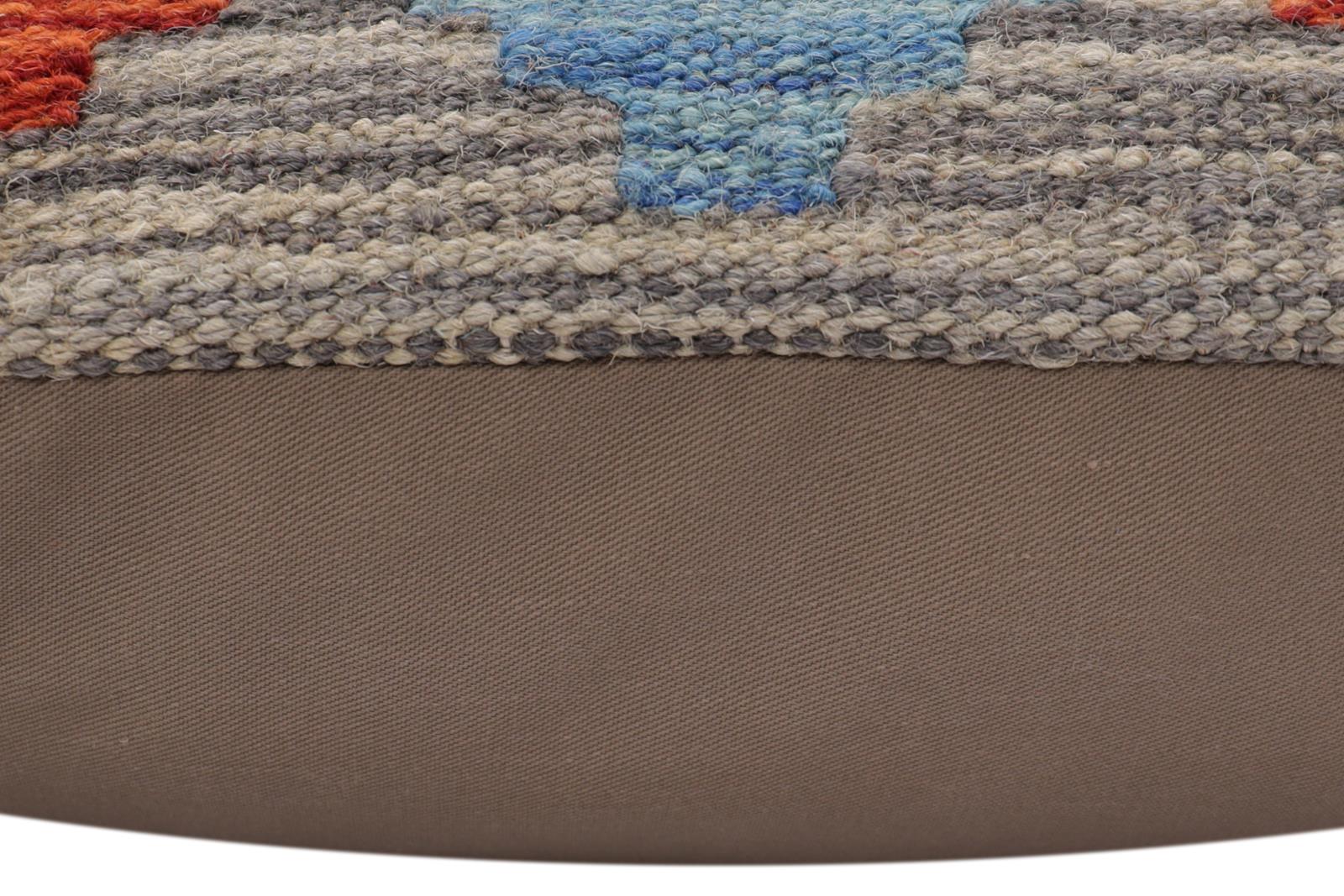 handmade Traditional Pillow Gray Red Hand-Woven SQUARE 100% WOOL Hand woven turkish pillow2' x 2'