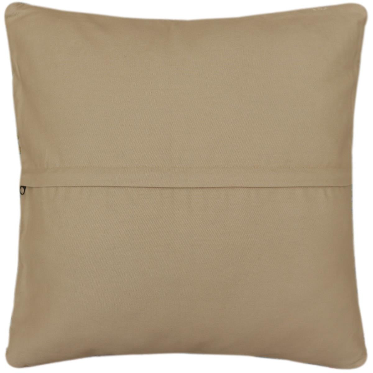 handmade Traditional Pillow Blue Rust Hand-Woven SQUARE 100% WOOL  Hand woven turkish pillow  2 x 2