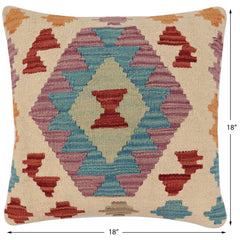 handmade Traditional Pillow Beige Red Hand-Woven SQUARE 100% WOOL Hand woven turkish pillow2' x 2'
