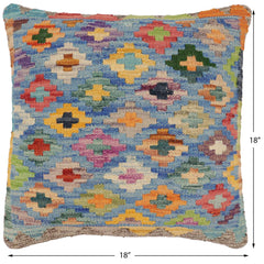 handmade Traditional Pillow Blue Red Hand-Woven SQUARE 100% WOOL Hand woven turkish pillow2' x 2'