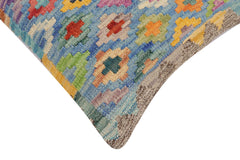 handmade Traditional Pillow Blue Red Hand-Woven SQUARE 100% WOOL Hand woven turkish pillow2' x 2'