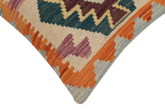 handmade Traditional Pillow Blue Rust Hand-Woven SQUARE 100% WOOL Hand woven turkish pillow2' x 2'