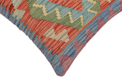 handmade Traditional Pillow Blue Rust Hand-Woven SQUARE 100% WOOL Hand woven turkish pillow2' x 2'