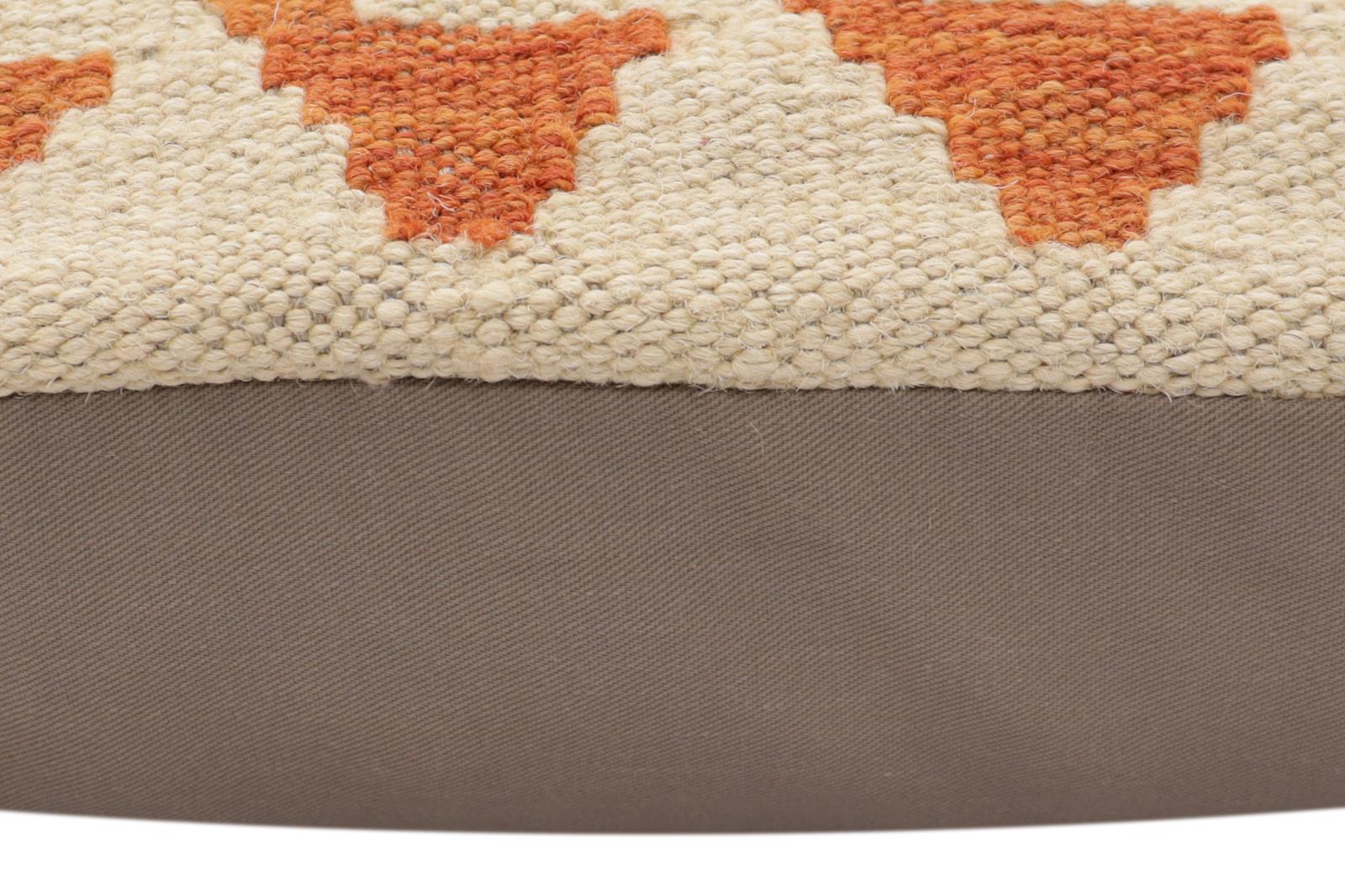 handmade Traditional Pillow Rust Beige Hand-Woven SQUARE 100% WOOL Hand woven turkish pillow2' x 2'