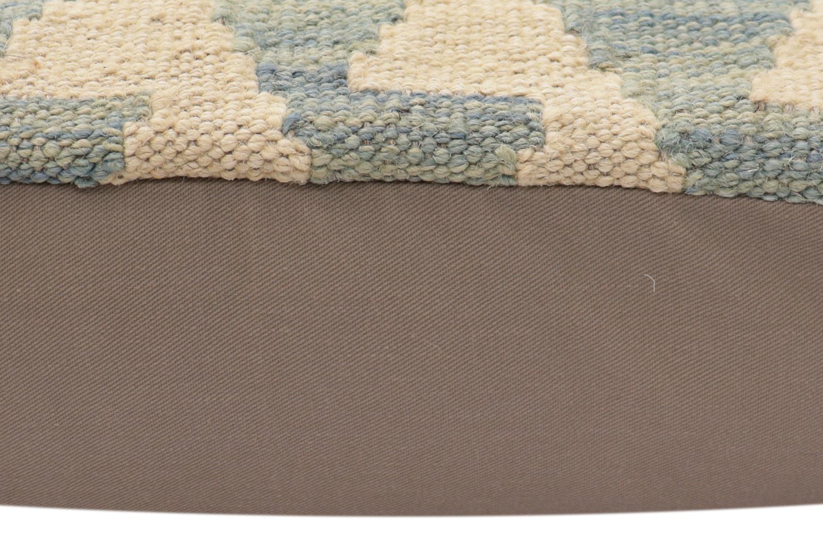 handmade Traditional Pillow Beige Blue Hand-Woven SQUARE 100% WOOL  Hand woven turkish pillow  2 x 2