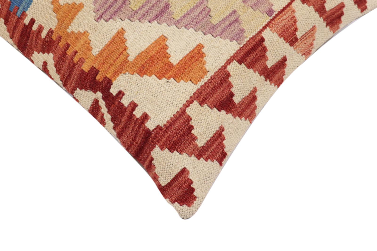 handmade Traditional Pillow Red Beige Hand-Woven SQUARE 100% WOOL Hand woven turkish pillow2' x 2'