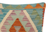 handmade Traditional Pillow Blue Rust Hand-Woven SQUARE 100% WOOL Hand woven turkish pillow2' x 2'