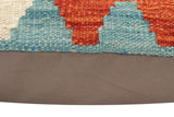 handmade Traditional Pillow Blue Rust Hand-Woven SQUARE 100% WOOL Hand woven turkish pillow2' x 2'