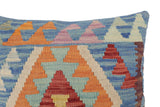 handmade Traditional Pillow Blue Red Hand-Woven SQUARE 100% WOOL Hand woven turkish pillow2' x 2'
