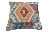handmade Traditional Pillow Blue Red Hand-Woven SQUARE 100% WOOL Hand woven turkish pillow2' x 2'