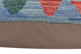 handmade Traditional Pillow Blue Red Hand-Woven SQUARE 100% WOOL Hand woven turkish pillow2' x 2'