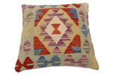 handmade Traditional Pillow Rust Blue Hand-Woven SQUARE 100% WOOL Hand woven turkish pillow2' x 2'