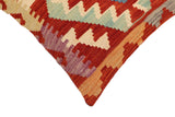 handmade Traditional Pillow Rust Blue Hand-Woven SQUARE 100% WOOL Hand woven turkish pillow2' x 2'