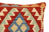 handmade Traditional Pillow Rust Blue Hand-Woven SQUARE 100% WOOL Hand woven turkish pillow2' x 2'