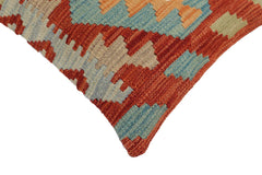 handmade Traditional Pillow Rust Blue Hand-Woven SQUARE 100% WOOL Hand woven turkish pillow2' x 2'