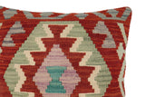 handmade Traditional Pillow Rust Blue Hand-Woven SQUARE 100% WOOL Hand woven turkish pillow2' x 2'