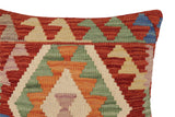 handmade Traditional Pillow Rust Blue Hand-Woven SQUARE 100% WOOL Hand woven turkish pillow2' x 2'