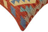 handmade Traditional Pillow Rust Blue Hand-Woven SQUARE 100% WOOL Hand woven turkish pillow2' x 2'