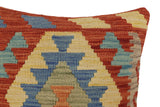 handmade Traditional Pillow Rust Blue Hand-Woven SQUARE 100% WOOL Hand woven turkish pillow2' x 2'