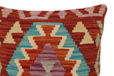 handmade Traditional Pillow Rust Blue Hand-Woven SQUARE 100% WOOL Hand woven turkish pillow2' x 2'